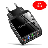 EU US UK Plug 4 Ports Charger Quick Charge 3.0 Wall for iPhone Samsung Xiaomi Huawei