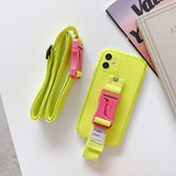 Cool Wrist Crossbody Lanyard Fluorescence Silicone Phone Case for iPhone 12 11 Series