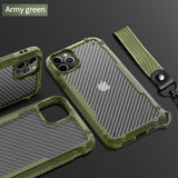 Shockproof Carbon Fiber Case with Wrist Strap For iPhone 12 11 Series