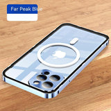 MagSafe Metal Frame Transparent Case for iPhone 14 13 12 series