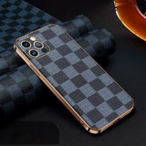 Luxury Carbon Fiber Leather Camera Protection Case for iPhone 13 12 11 Pro Max Mini