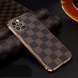 Luxury Carbon Fiber Leather Camera Protection Case for iPhone 13 12 11 Pro Max Mini