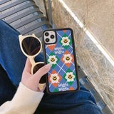 Cute Smiling Face Flowers Embroidery Personalized Phone Case for Iphone 12 11 Series
