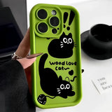Cute Cartoon Black Cat Silicone Shockproof Soft Case For iPhone 15 14 13 12 series