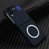 Carbon Fiber Pattern Magsafe Magnetic Wireless Charging Hard Case for Samsung Z Flip 4 3