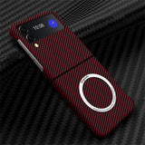 Carbon Fiber Pattern Magsafe Magnetic Wireless Charging Hard Case for Samsung Z Flip 4 3
