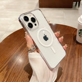 Matte Glossy Color Magnetic Wireless Magnet RingTransparent Armor Hard Case for iPhone 15 14 13 series