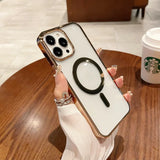 Matte Glossy Color Magnetic Wireless Magnet RingTransparent Armor Hard Case for iPhone 15 14 13 series