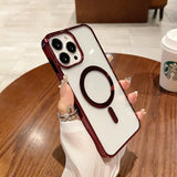 Matte Glossy Color Magnetic Wireless Magnet RingTransparent Armor Hard Case for iPhone 15 14 13 series