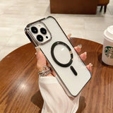 Matte Glossy Color Magnetic Wireless Magnet RingTransparent Armor Hard Case for iPhone 15 14 13 series