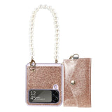 Glitter Pearl Bracelet Chain Cards Slot Wallet Case for Samsung Galaxy Z Flip 4 3