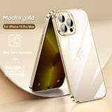 Electroplated Frame Transparent Case With Lens Film for iPhone 14 13 12 series