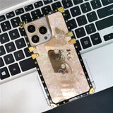 Mirror 3D Butterfly Flower Plating Soft Square Case For iPhone 14 13 12 series