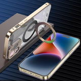 Full Screen Camera Protection Metal Rotate Kickstand Car Holder Charging Magsafe Case For iPhone 14 13 12 series