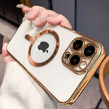 Luxury Plating Clear MagSafe Wireless Charge Case for iPhone 14 13 12 series