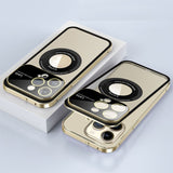 Magnetic Metal Glass Lens Large Window Wireless Charging Magsafe Case For iPhone 14 13 12 series