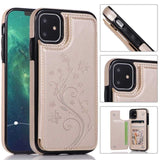 Lucky Butterfly Flower Embossing Magnetic Flip Wallet Case For iPhone 12 11 Series
