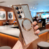 Bling Star Plating Lens Protection Magsafe Magnetic Wireless Charging Case For Samsung S23 S22 S21 series