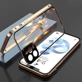 Double Sided Glass Magnetic Metal Phone Case With Camera Lens Protection Magnet Cover| For iPhone 13 12 11 Series