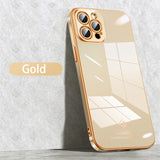 Luxury Camera Lens Protection Shockproof Silicone Soft Gold Plating Phone Case For iPhone 13 12 11 Series
