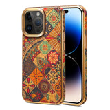 Floral Texture Luxury Wooden Lens Protection Shockproof Case For iPhone 15 14 13 12 series