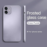 Original Square Frosted Tempered Glass Phone Case For iPhone 12 11 Series