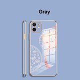 Tempered Glass Plating Frame Case for iPhone 13 12 11 Series
