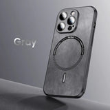 Luxury Magsafe Magnetic Glass Lens Protect Shockproof PU Leather Case For iPhone 15 14 13 12 Series