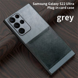 Luxury Leather Ultra Thin Camera Protection Case for Samsung Galaxy S22 Ultra Plus