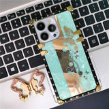 Mirror 3D Butterfly Flower Plating Soft Square Case For iPhone 14 13 12 series