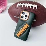 Luxury PU Leather Rugby Concept Shockproof Case With Lens Protection For iPhone 15 14 13 series