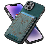 Cards Slot Wallet Leather Lens Protection Magnetic Denim Pocket Case for iPhone 14 13 12 series