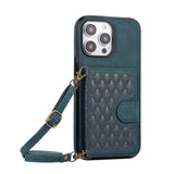 Crossbody Wallet Lanyard Strap Leather Case for iPhone 14 13 12 series