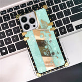 Mirror 3D Butterfly Flower Plating Soft Square Case For iPhone 14 13 12 series
