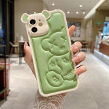 Luxury Bear Camera Soft Leather Case for iPhone 14 13 12 series