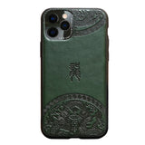 High Quality Dragon Pattern Leather Case for iPhone 12 11 Series