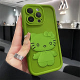 3D Cute Kitty Makeup Mirror Soft Liquid Silicone Case for iPhone 15 14 13 12 series