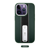 Luxury Carbon Fiber Texture Stand TPU Soft Frame Shockproof Bracket Case For iPhone 14 13 12 series