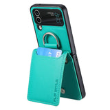 Magnetic Ring Holder Kickstand Vertical Leather Wallet Cards Solt Case for Samsung Galaxy Z Flip 4 3