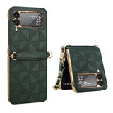 Diamond Texture Leather Case Crossbody Chain for Samsung Galaxy Z Flip 3