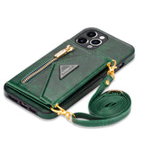 Zipper Wallet Card Holder Lanyard Strap Crossbody Leather Case for iPhone 13 12 11 Pro Max Mini