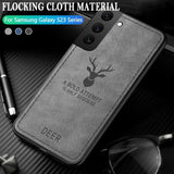 Deer Pattern Soft TPU Frame Cloth Texture Case For Samsung Galaxy S23 S22 S21 series