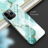 Luxury Marble Glass Silicone Phone Case for iPhone 12 Series
