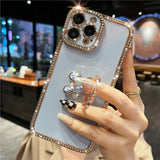3D Bling Crystal Holder Stand Case For iPhone 14 13 12 series