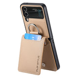 Magnetic Ring Holder Kickstand Vertical Leather Wallet Cards Solt Case for Samsung Galaxy Z Flip 4 3