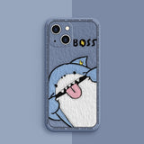 Funny Boss Cute Shark Case For iPhone 14 13 12 series