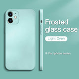 Original Square Frosted Tempered Glass Phone Case For iPhone 12 11 Series