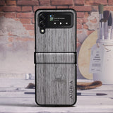 Wood Texture Leather Folding Case for Samsung Galaxy Z Flip 4