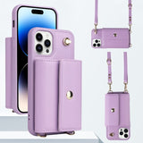 Crossbody Cards Slot Wallet Leather Case Lanyard Long Strap Holder for iPhone 14 13 12 series