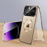 Metal Aluminum Alloy Magsafe Magnetic Adsorption 360°Full Screen Lens HD Glass Case For iPhone 14 13 12 series